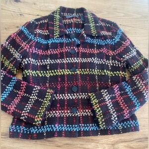 Liz Claiborne Brown Multicolor Plaid Blazer Snap Women’s M‎ Preloved